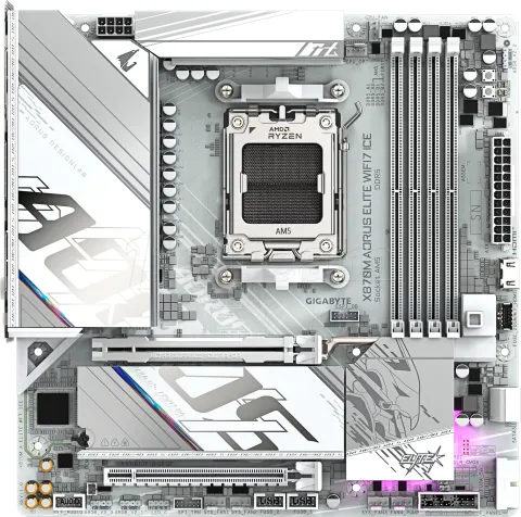 Photo de Carte mère Gigabyte X870M Aorus Elite WiFi7 Ice (AM5) Micro ATX