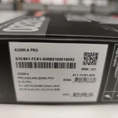 Photo de Carte Mère MSI A320M-A Pro (AM4) Micro-ATX ID 179308 S/N 601-7C51-030B2102014052