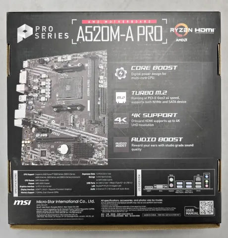 Photo de Carte Mère MSI A520M-A Pro (AM4) Micro ATX - S/N 601-7C96-120B2508090318 - ID 222718