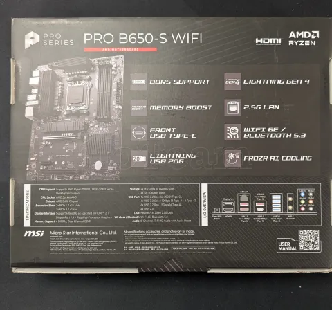 Photo de Carte Mère MSI Pro B650-S WiFi (AM5) - S/N 601-7E26-150B2503000927 - ID 222632