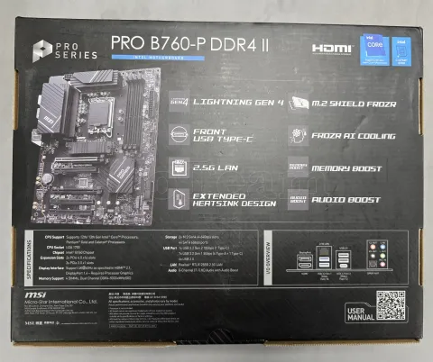 Photo de Carte Mère MSI Pro B760-P II DDR4 (Intel LGA 1700) - S/N 601-7E29-010B2309002010 - ID 222754