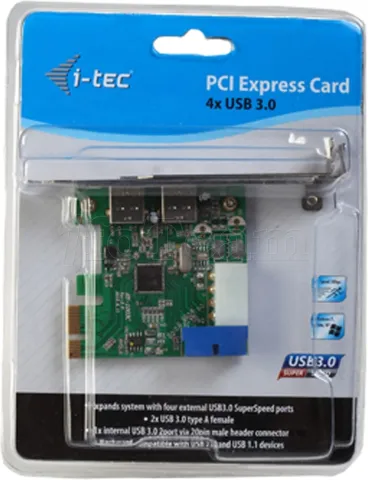 Photo de Carte PCI-Express I-Tec USB 3.0 - 2 ports externes + 1x port interne 19 broches