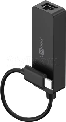 Photo de Carte Réseau Goobay USB-C vers RJ45 Gigabit (Noir)