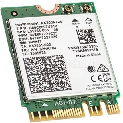 Photo de Carte Réseau M.2 Type 2230 Intel WiFi Wi-Fi 6 AX200 + Bluetooth 5.0 (U410 / 02HK705)