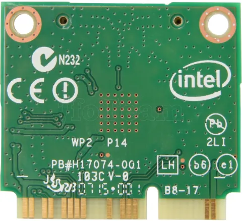 Photo de Carte Réseau Mini PCI-Express WIFI Intel Dual Band Wireless-AC 7260 (900N + BT 4.0)