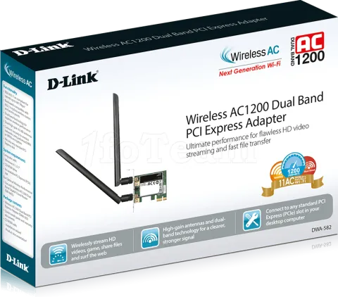 Photo de Carte Réseau PCI-Express WIFI D-Link DWA-582 (AC1200)