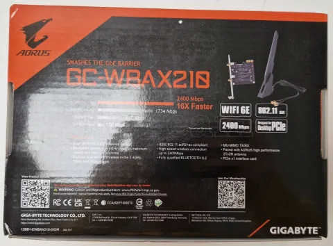 Photo de Carte Réseau PCIe WiFi/Bluetooth Gigabyte GC-WBAX210 (AX2000) - SN23033A003705 - ID 201231
