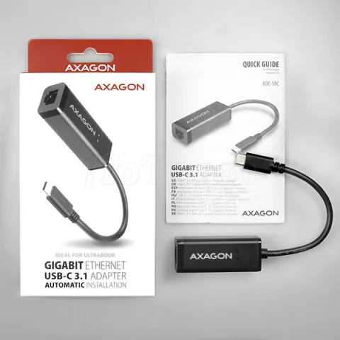 Photo de Carte Réseau USB-C 3.1 Axagon ADE-SRC vers RJ45 Gigabit (Gris)