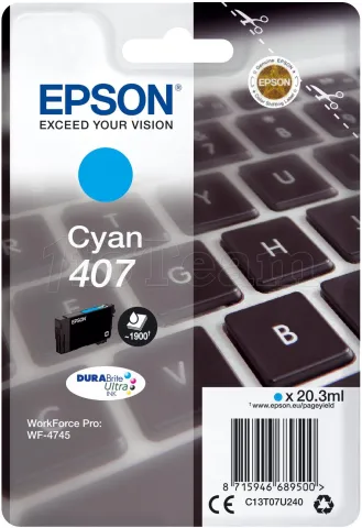 Photo de Cartouche d'encre Epson Clavier 407 (Cyan)