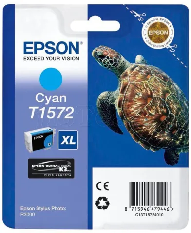 Photo de Cartouche d'encre Epson Tortue T1572 XL (Cyan)