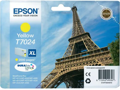 Photo de Cartouche d'encre Epson Tour Eiffel T7024 XL (Jaune)