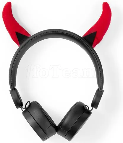 Photo de Casque filaire Animaticks - Danny Devil avec oreilles magnétiques amovibles (Noir/Rouge)