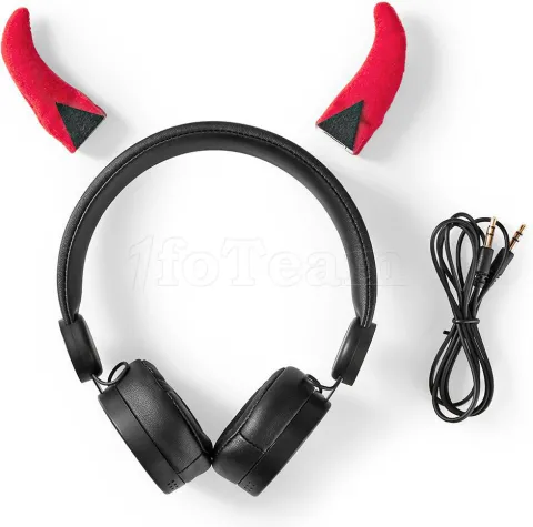 Photo de Casque filaire Animaticks - Danny Devil avec oreilles magnétiques amovibles (Noir/Rouge)