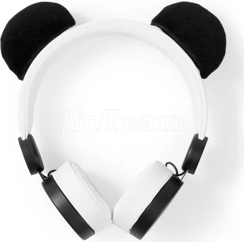 Photo de Casque filaire Animaticks - Patty Panda avec oreilles magnétiques amovibles (Noir/Blanc)