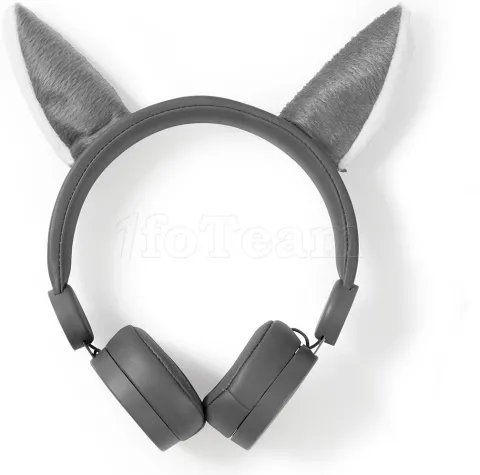 Photo de Casque filaire Animaticks - Willy Wolf avec oreilles magnétiques amovibles (Gris)