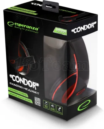 Photo de Casque Gamer filaire Esperanza Condor (Noir/Rouge)