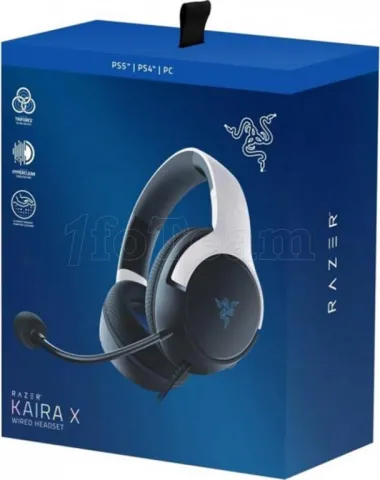 Photo de Casque Gamer filaire Razer Kaira X pour PS5 (Blanc/Noir)