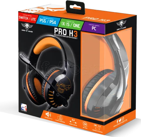 Photo de Casque Gamer filaire Spirit of Gamer Pro H3 (Noir/Orange)