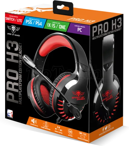 Photo de Casque Gamer filaire Spirit of Gamer Pro-H3 (Noir/Rouge)