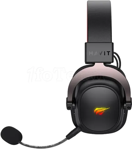Photo de Casque Gamer sans fil Havit Fuxi H2002BG (Noir/Rouge)