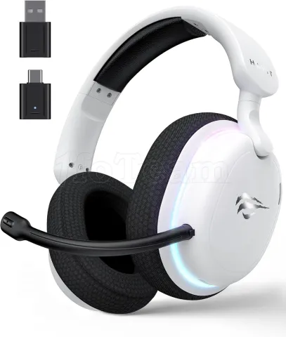 Photo de Casque Gamer sans fil Havit Fuxi H7 RGB (Blanc)