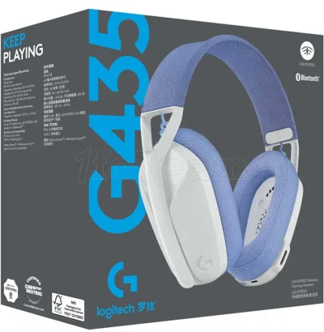 Photo de Casque Gamer sans fil Logitech G435 LightSpeed (Blanc/Violet)