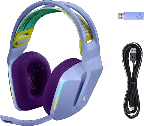 Photo de Casque Gamer sans fil Logitech G733 Lightspeed RGB (Violet)