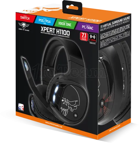 Photo de Casque Gamer sans fil/filaire Spirit of Gamer Xpert-H1100 7.1 (Noir)