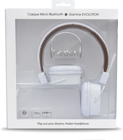 Photo de Casque Micro Sans Fil Heden Evolution Bluetooth rechargeable (Blanc)