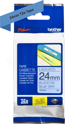 Photo de Cassette de Ruban Brother TZe-551 24mmx8m (Noir/Bleu)