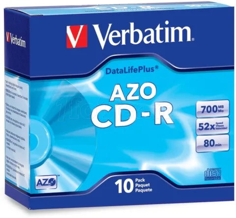 Photo de CD Verbatim 700 Mo 52X AZO ( Boite de 10 )