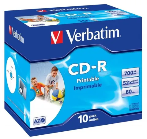 Photo de CD Verbatim 700 Mo 52X Imprimable ( Boite de 10 )