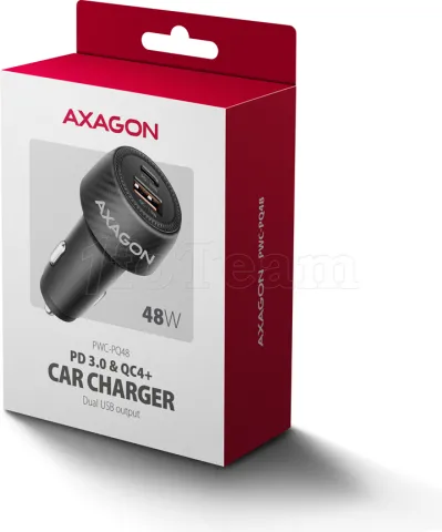 Photo de Chargeur Allume Cigare Axagon PWC-PQ48 - 2x USB-A/C 48W (Noir)