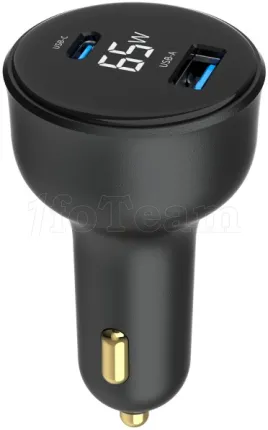 Photo de Chargeur Allume Cigare Gembird 1x USB-C + 1x USB-A 65W (Noir)