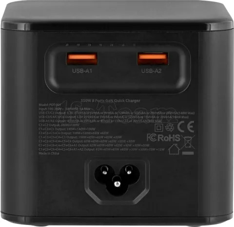 Photo de Chargeur de bureau T'nB Cube - 2x USB-A et 6x USB-C 380W (Noir)