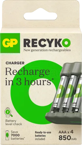 Photo de Chargeur de Piles GP Batteries ReCyko Everyday B441 + 4 piles rechargeables AA 850mAh