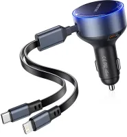 Photo de Chargeur de voiture Allume Cigare Vention USB-C/Lightning avec cables (3A)