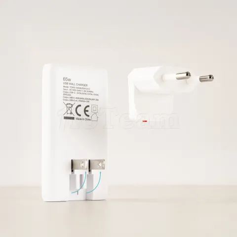 Photo de Chargeur de voyage Tooq GaN 1x USB-C + 1x USB-A 65W ( blanc)