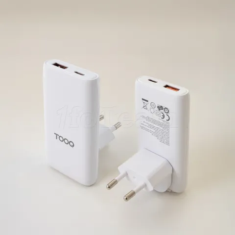 Photo de Chargeur de voyage Tooq GaN 1x USB-C + 1x USB-A 65W ( blanc)