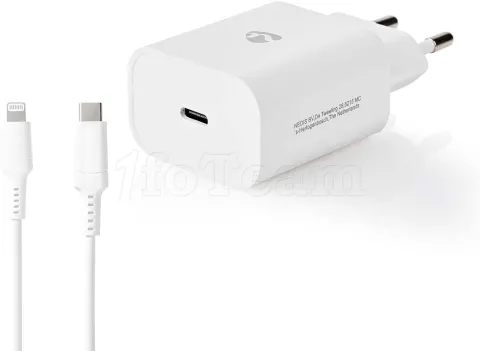 Photo de Chargeur secteur 1 port USB-C + Cable USB-C vers Lightning (Blanc)