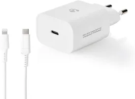 Photo de Chargeur secteur 1 port USB-C + Cable USB-C vers Lightning (Blanc)