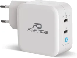 Photo de Chargeur secteur Advance 2xUSB-C (1x55W + 1x45W) (Blanc)