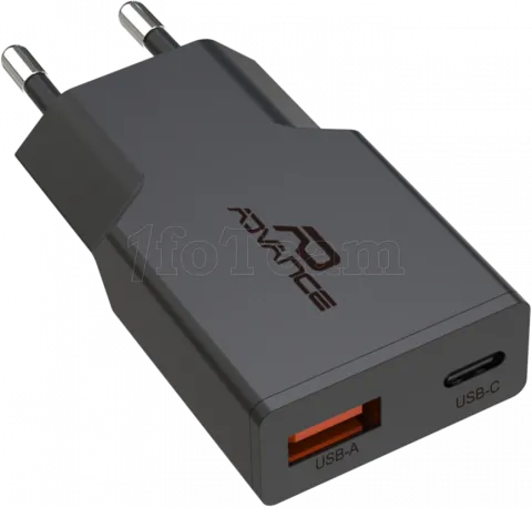 Photo de Chargeur secteur Advance QuickFlex 1xUSB-A + 1x USB-C 30W (Noir)