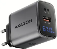 Photo de Chargeur secteur Axagon ACU-PQ67D - 1x USB-A + 1x USB-C 67W (Gris)