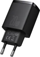 Photo de Chargeur secteur Baseus Compact 1x port USB-A + 1x port USB-C 20W (Noir)