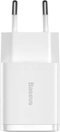 Photo de Chargeur secteur Baseus Compact 2x ports USB-A 10,5W (Blanc)