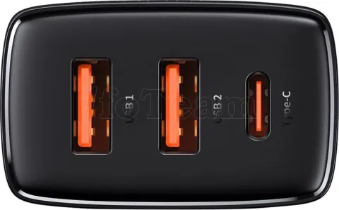 Photo de Chargeur secteur Baseus Compact 2x ports USB-A + 1x port USB-C 30W (Noir)