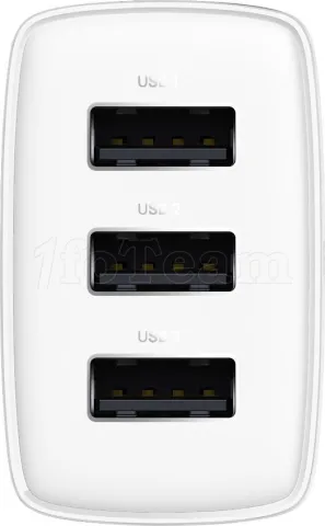 Photo de Chargeur secteur Baseus Compact 3x ports USB-A 17W (Blanc)