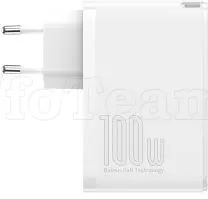 Photo de Chargeur secteur Baseus GaN2 Pro 2x USB-A + 2x USB-C 100W (Blanc)