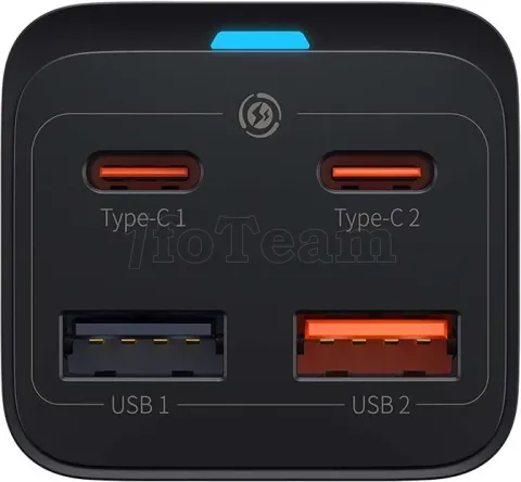 Photo de Chargeur secteur Baseus GaN3 Pro 2x ports USB-A + 2x ports USB-C 65W (Noir)
